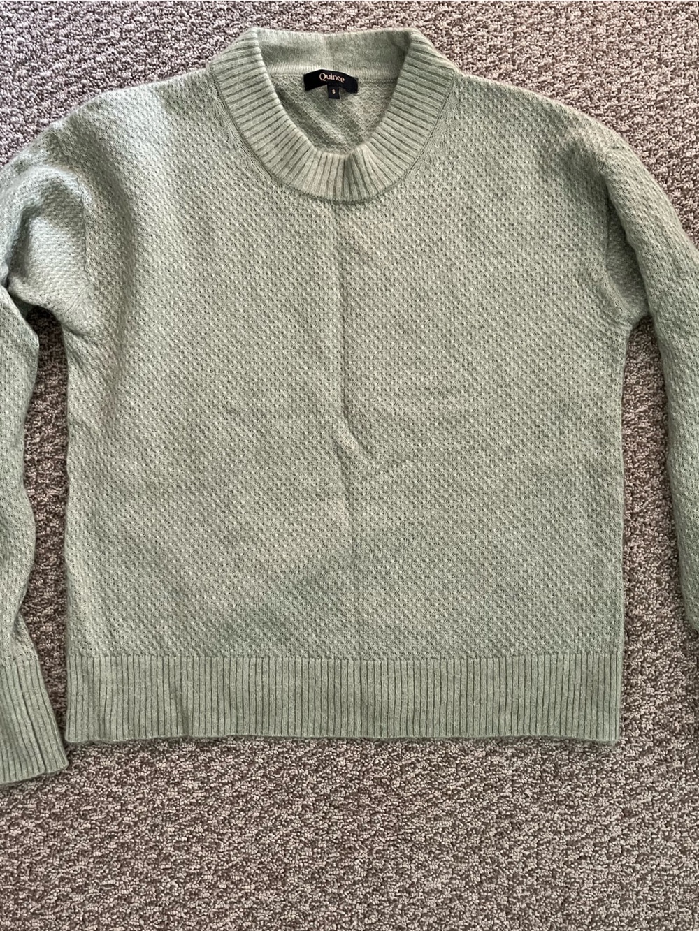 Quince Women's Sage Green Textured Crewneck Sweater